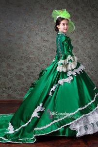 Đầm Châu Âu Xanh Lá Vintage 15Th Century