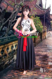 Áo Yếm Chụp Hồ Sen Yếm Trắng Thêu Váy Đen