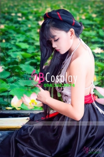 Áo Yếm Chụp Hồ Sen Yếm Trắng Thêu Váy Đen