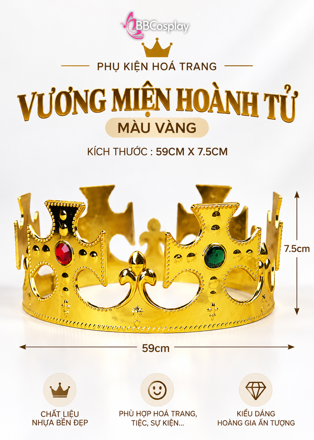 Vương Miện Hoàng Tử Nhựa - Vàng