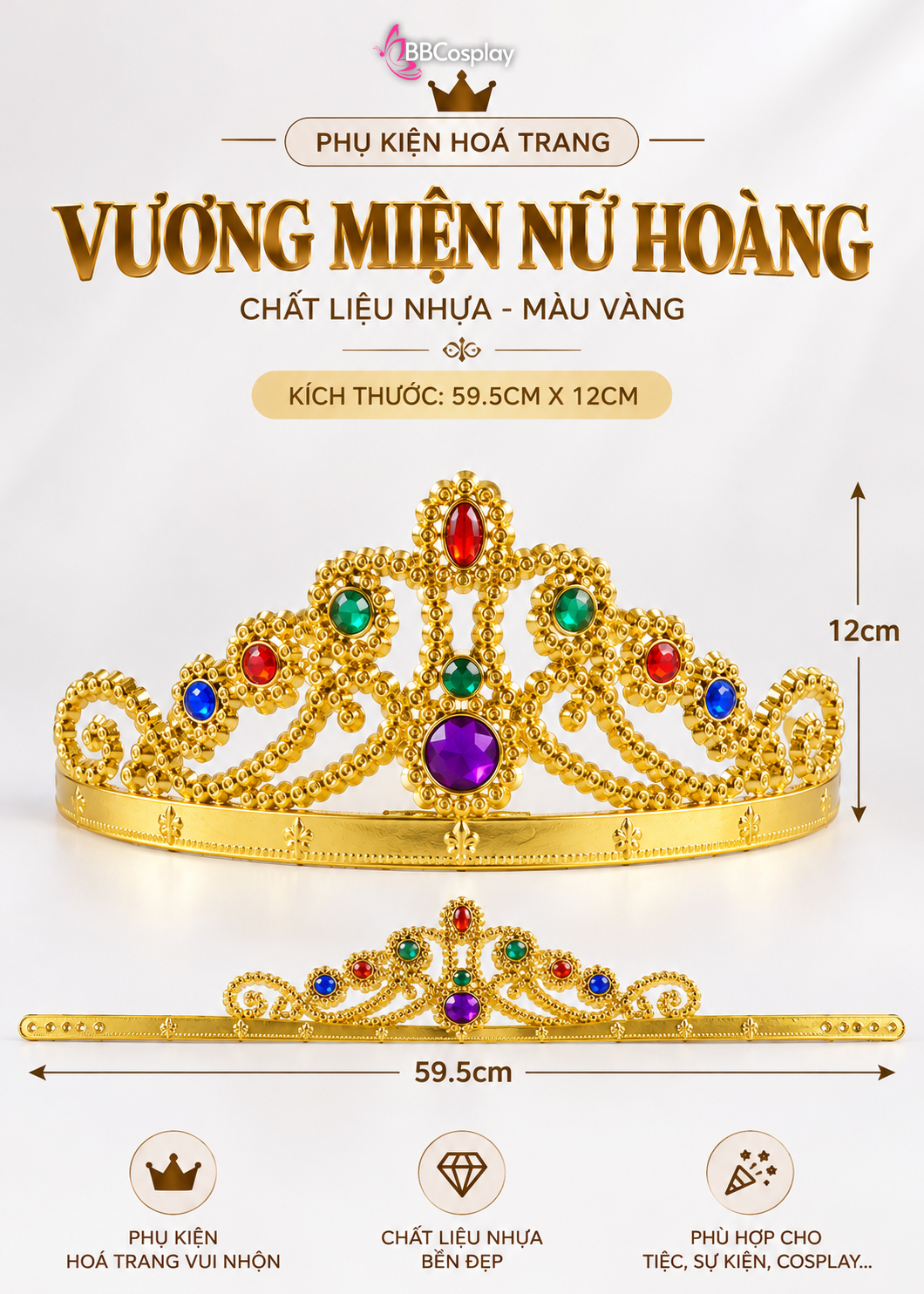 Vương Miện Nhựa Nữ Hoàng Vàng
