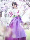 Hanbok Hàn Quốc 23 Áo Trắng Váy Tím 2 Lớp