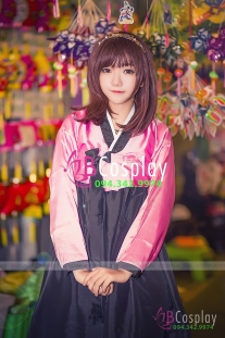Hanbok Áo Hồng Váy Đen Giá Rẻ