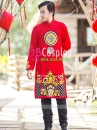 Áo Dài Nam Đỏ Vẽ Tay Cho Chú Rể
