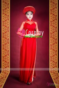 Áo Dài Đỏ Voan 4 Tà