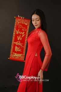 Áo Dài Đỏ Voan 4 Tà
