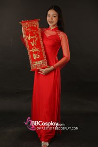 Áo Dài Đỏ Voan 4 Tà