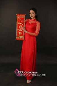 Áo Dài Đỏ Voan 4 Tà