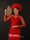 Áo Dài Đỏ Voan 4 Tà