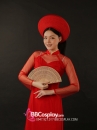 Áo Dài Đỏ Voan 4 Tà