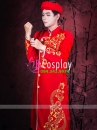 Áo Dài Nam Đỏ Hoa Văn Vẽ Tay Cho Tết