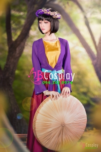 Trang Phục Tứ Thân Áo Tím Yếm Vàng