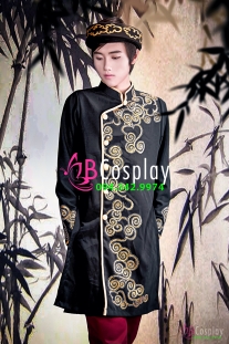 Áo Dài Nam Cách Tân Đen Họa Tiết Vẽ Tay 11