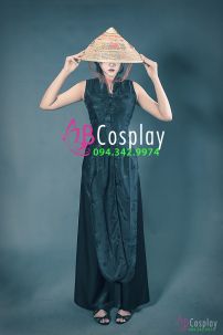 Áo Dài Gấm Đen Sát Nách 36