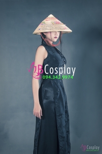 Áo Dài Gấm Đen Sát Nách 36