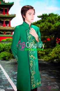 Áo Dài Nam Xanh Lá Vẽ Tay 14