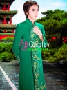 Áo Dài Nam Xanh Lá Vẽ Tay 14