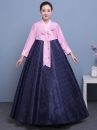 Hanbok Hàn Quốc Áo Hồng Váy Xanh Gấm