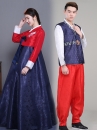 Cặp Hanbok Nam Nữ Tone Màu Đỏ Xanh Chụp Cưới