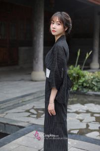 Nagagi Nam - Yukata Nữ Nền Đen Obi Trắng