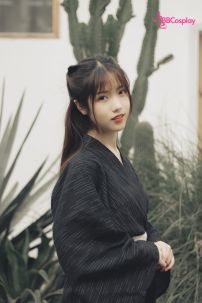 Nagagi Nam - Yukata Nữ Nền Đen Obi Trắng