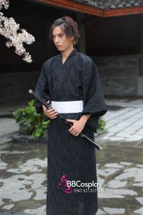 Nagagi Nam - Yukata Nữ Nền Đen Obi Trắng