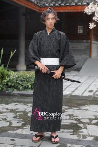 Nagagi Nam - Yukata Nữ Nền Đen Obi Trắng