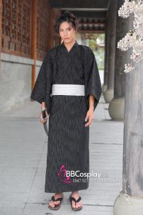 Nagagi Nam - Yukata Nữ Nền Đen Obi Trắng