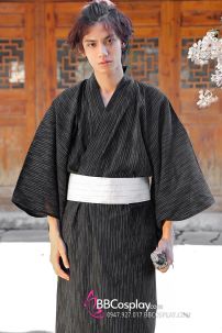 Nagagi Nam - Yukata Nữ Nền Đen Obi Trắng