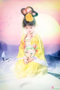 Đồ Hằng Nga Trẻ Em - Mẫu Vàng Viền Gấm