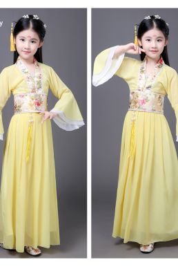 Trang Phục Hằng Nga Trẻ Em - Mẫu Vàng Viền Gấm