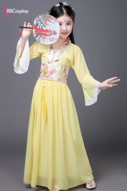 Trang Phục Hằng Nga Trẻ Em - Mẫu Vàng Viền Gấm