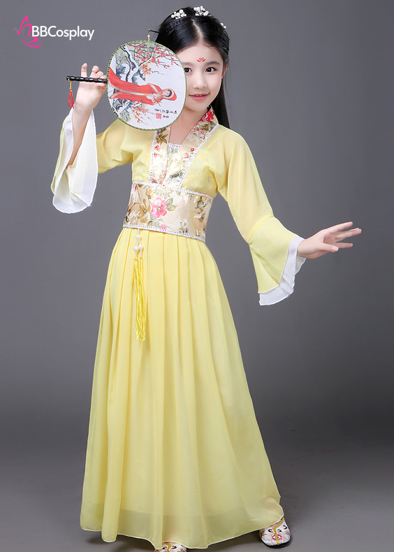 Trang Phục Hằng Nga Trẻ Em - Mẫu Vàng Viền Gấm