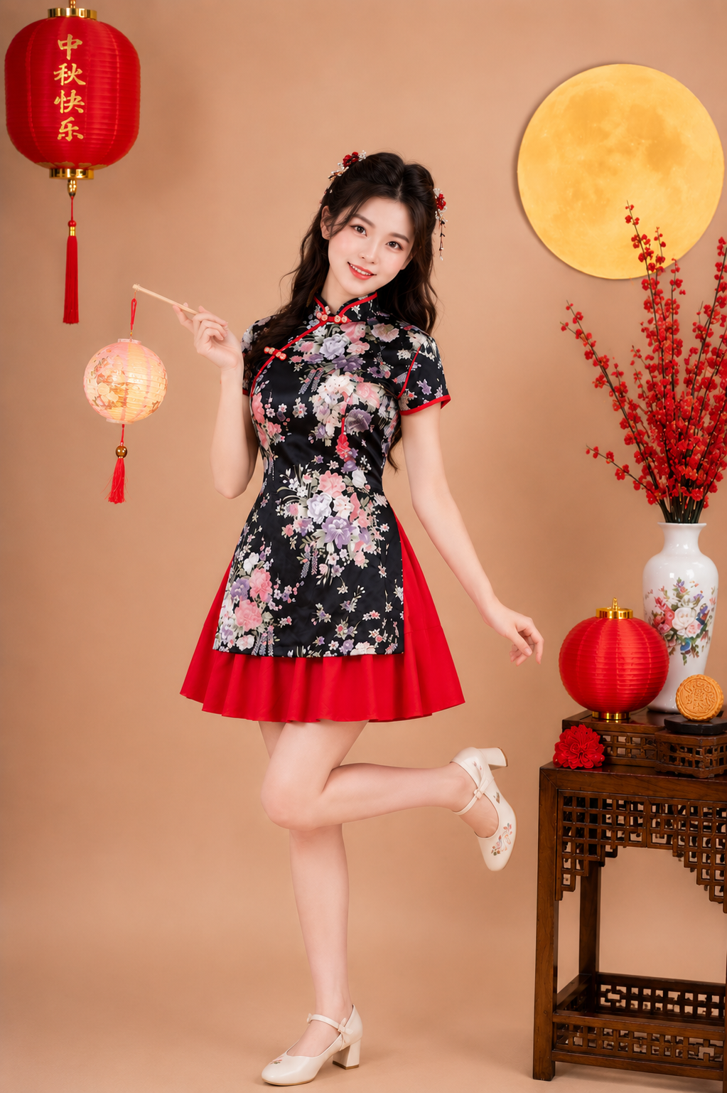 Qiloli Đen Bách Hoa Cổ Tàu Tay Lỡ