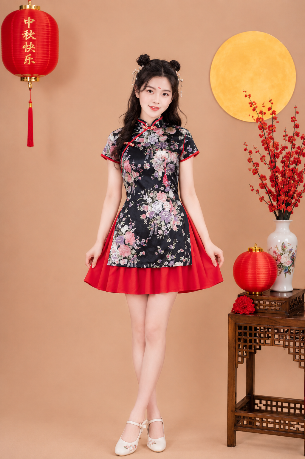 Qiloli Đen Bách Hoa Cổ Tàu Tay Lỡ
