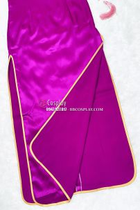 Sườn Xám Phi Lụa Tím Dài Size L