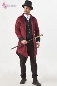 Vest Tuxedo Nhung Đỏ Hoa Văn Đen 16-18Th Century Hoàng Gia