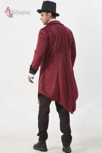 Vest Tuxedo Nhung Đỏ Hoa Văn Đen 16-18Th Century Hoàng Gia