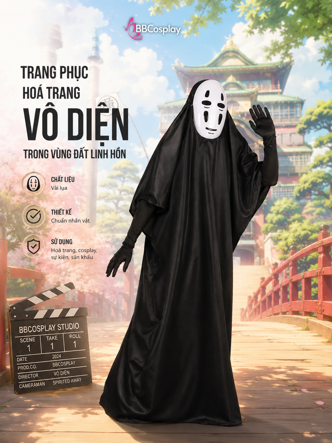 Trang Phục Vô Diện - No Face - Kaonashi - Vùng Đất Linh Hồn (Spirited Away)