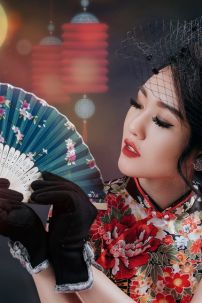 Sườn Xám Thượng Hải Đen Dài