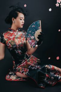 Sườn Xám Thượng Hải Đen Dài