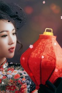 Sườn Xám Thượng Hải Đen Dài