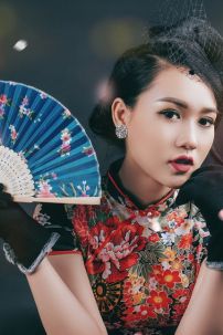 Sườn Xám Thượng Hải Đen Dài