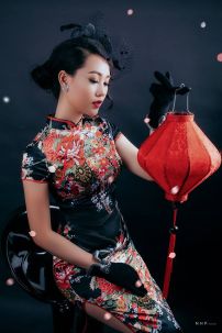 Sườn Xám Thượng Hải Đen Dài