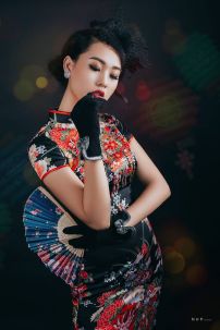 Sườn Xám Thượng Hải Đen Dài