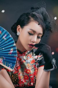 Sườn Xám Thượng Hải Đen Dài