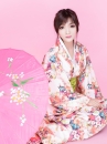 Kimono Trắng Bách Hoa Tone Hồng