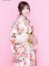 Kimono Trắng Bách Hoa Tone Hồng