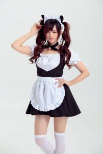 Đồ Maid Đen Trơn Đơn Giản