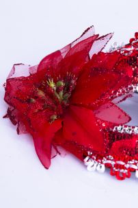 Mặt Nạ Hóa Trang Nữa Mặt Có Ren Gắn Hoa Đỏ